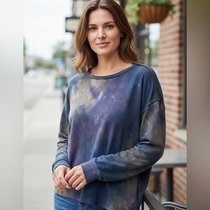 1X Umgee Purple and Brown Tie-Dye Top